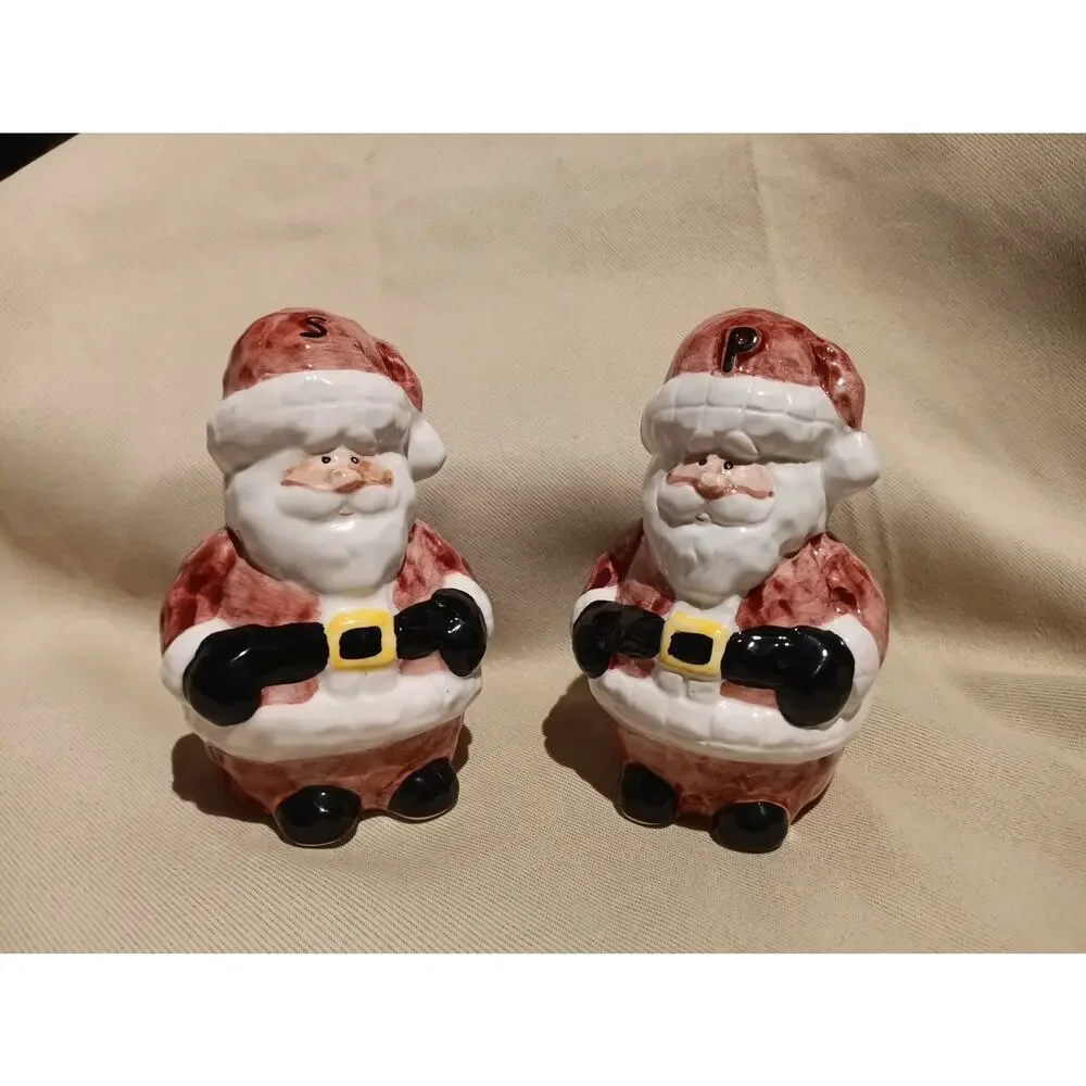 Vintage Santa Claus Salt & Pepper Shakers Ceramic Holiday Decor Christmas Pair